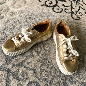 Golden Low Platform Tennis Shoes from Express